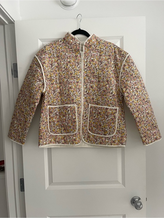 Joe Fresh Jackets & Blazers - Joe Fresh Quilted Floral Puffer Jacket in Cream, Pink & Yellow